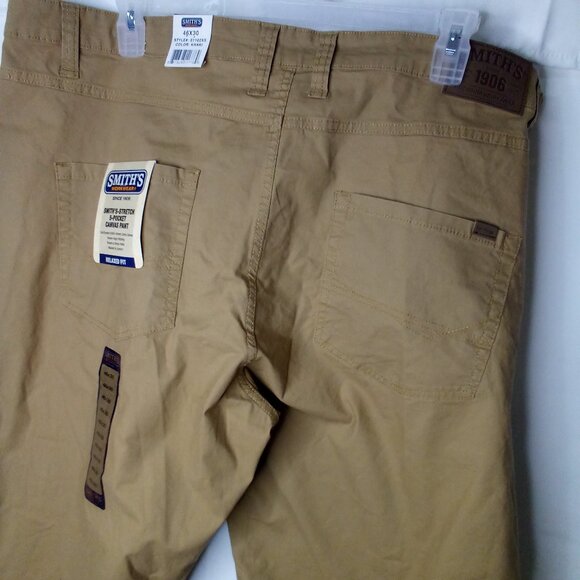 Smith's Workwear Pants Men 46 x 30 5 Pocket Canvas Relaxed Fit Khaki Tan - Picture 13 of 13